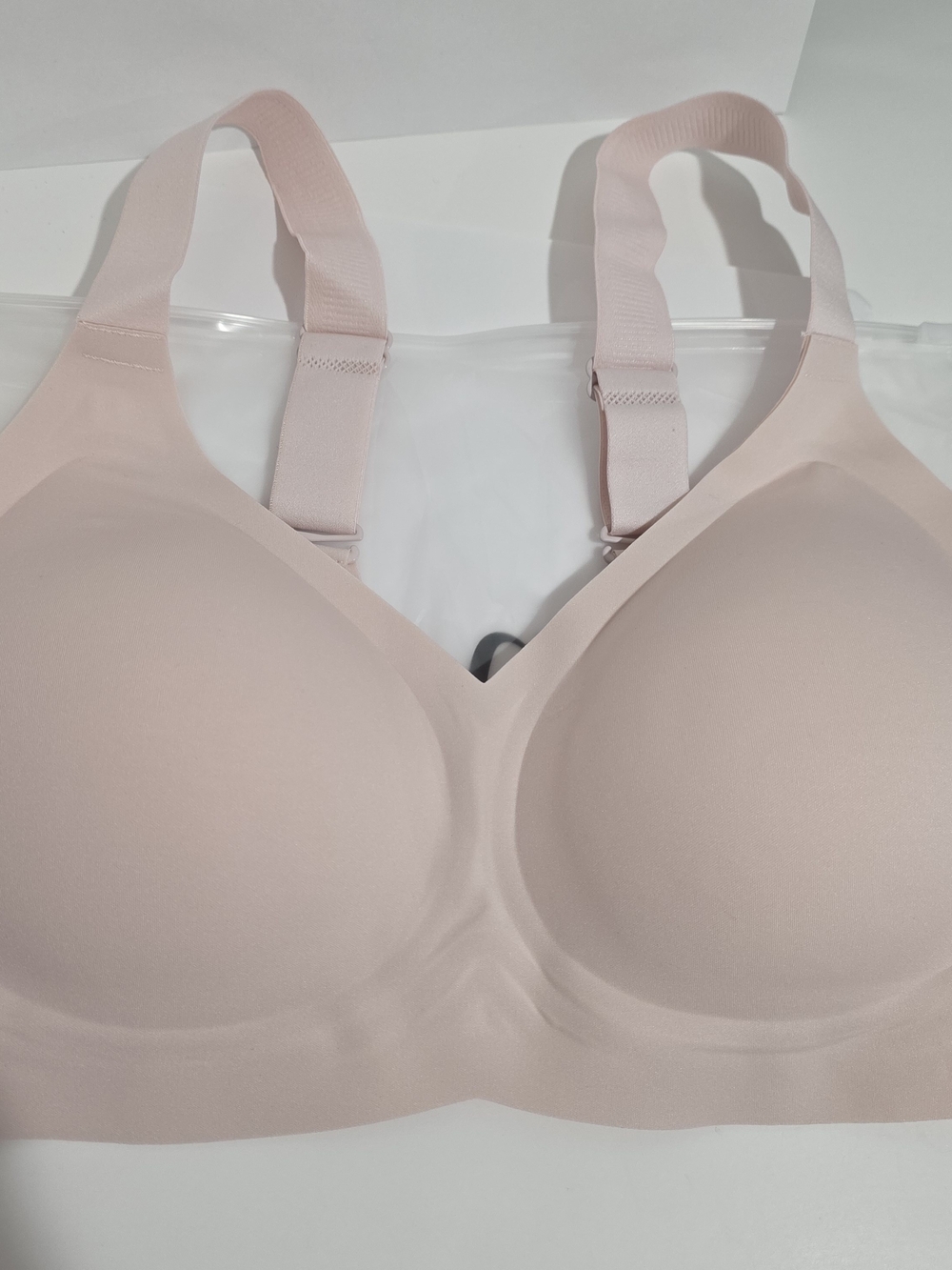 Smooth Light Pink Wireless Comfort Bra with Adjustable Straps